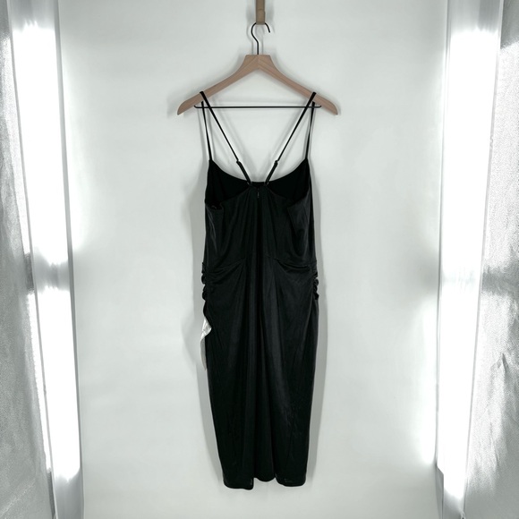 New! Dress The Population Raquel Silky Rouched Bodycon Midi Dress Size XXL - Picture 4 of 13